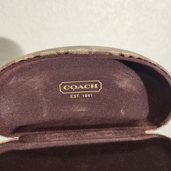 Coach Signature Pattern Hard Eyeglass/Sunglasses Case Beige & Brown - Picture 9 of 11
